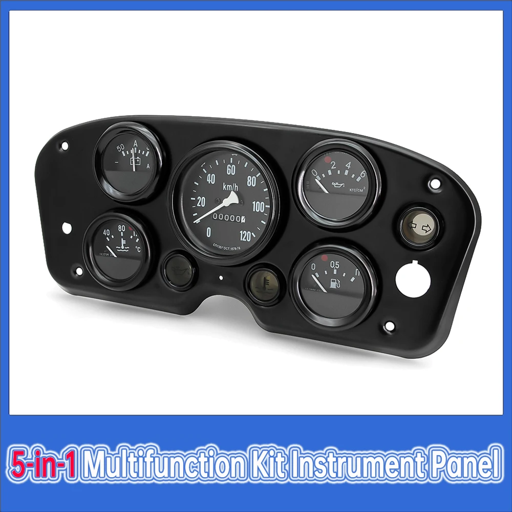 Digital Universal Speedometer Instrument Water Temperature/ Voltmeter/ Oil Pressure Gauge 5-in-1 Kit Multifunction for Auto