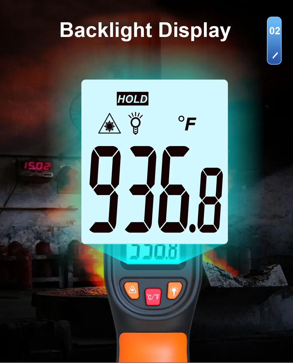 NJTY T600A T600 Digitales Infrarot-Thermometer -58 ° F bis 1112 ° F (-50 ℃ bis 600 ℃ Professionelle industrielle Laser-Temperaturmesspistole – Detail 5
