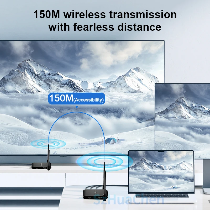 ตัวขยายที่รองรับการทำงานกับ HDMI ไร้สาย150ม. 4ม. มีเครื่องส่งและตัวรับสัญญาณเหมาะสำหรับทีวีดาวเทียม CCTV PC