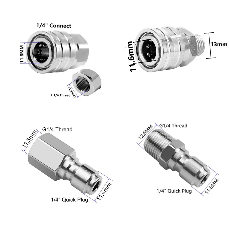 Pressure Washer Adapter Set Male Female Hose Adapter 1/4" Quick Connect Fittings for Connections to Hoses Pumps Ball Valves image 2