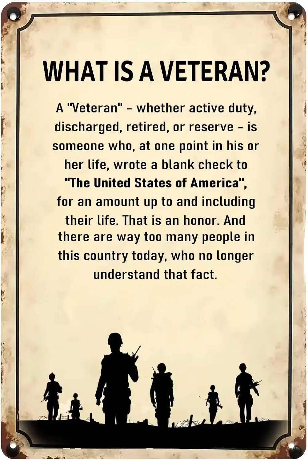 What Is A Vintage Sign,Army Veteran Wall Metal Poster Military Antique Tin Signs For Home Cafe Bar Kitchen Yard Man Cave Decor