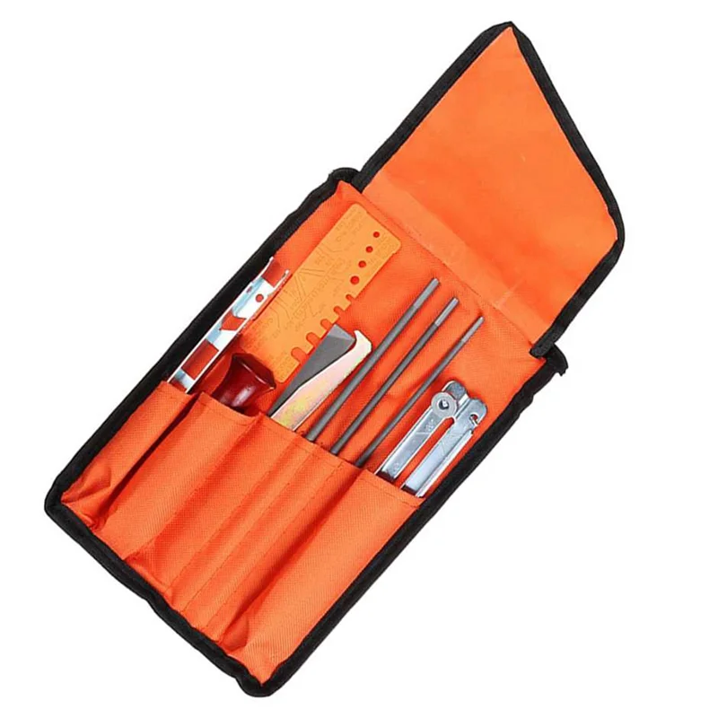 Universal Chainsaw Field Sharpening Kit, Chainsaw Chain Sharpener Round Files, Flat File, Handle, Filing Guide