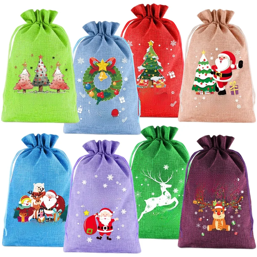 

Drawstring Fabric Present Bags 20x30cm For Christmas For Kids Party For Favors With Sturdy Polyester For Seasonal Packaging