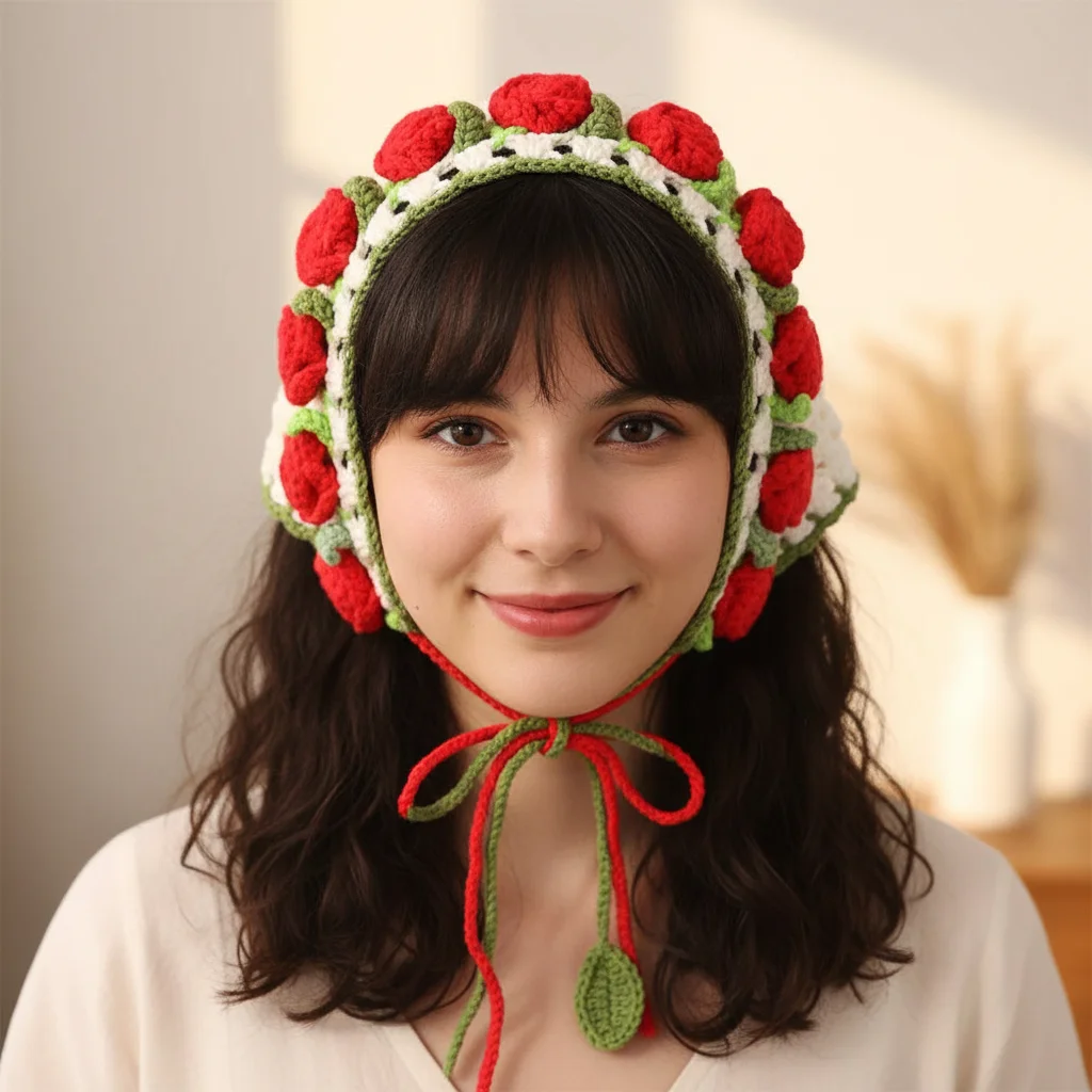 

Cute Hair Band Knitted Floral Flower Headband Ethnic Style Women Triangle Hair Scarf Holiday Party Beach Headwear Accessories