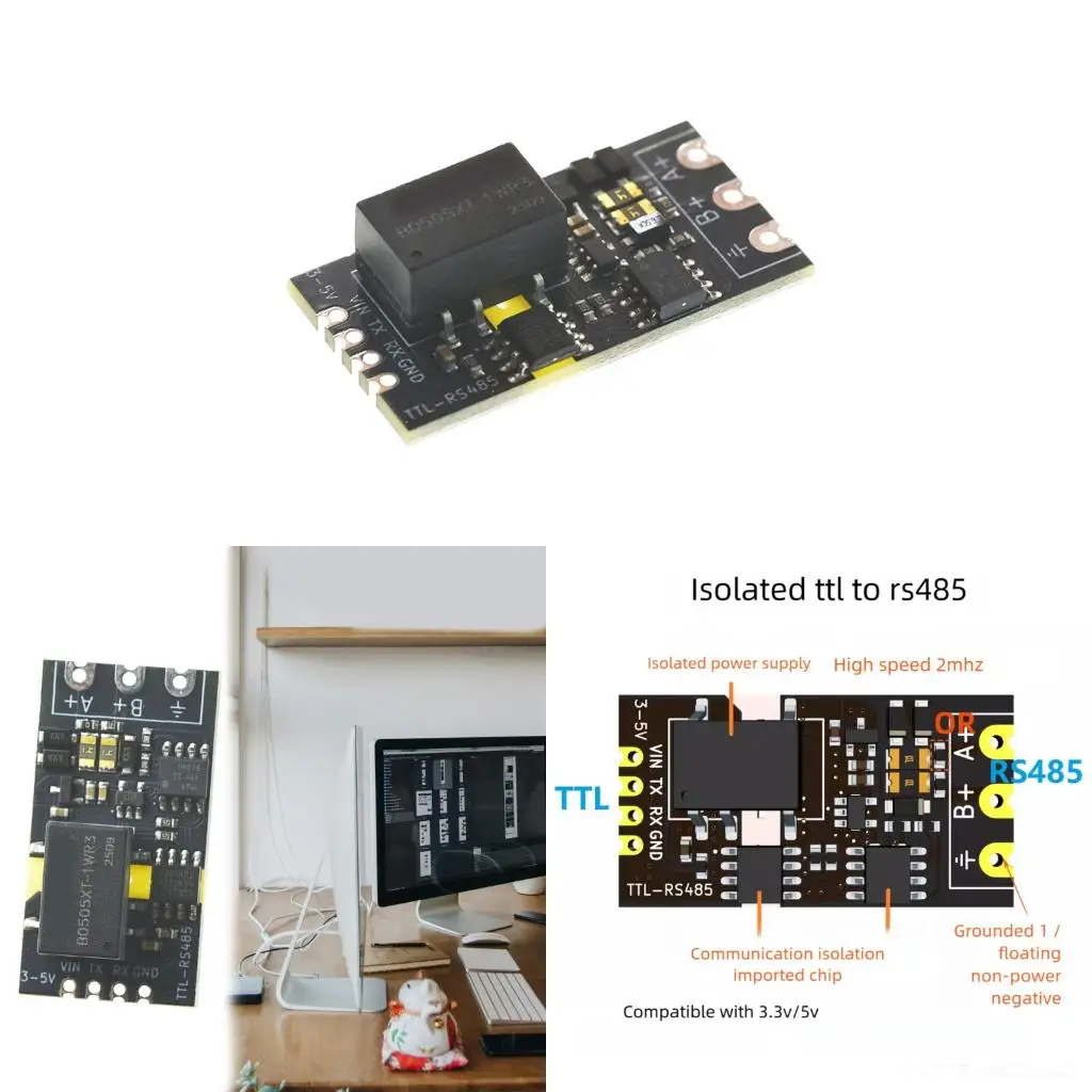 DC 3.3V/5V Isolated TTL To RS485 Level Module Serial Port Auto-Reversing High-Speed 2Mbps Module