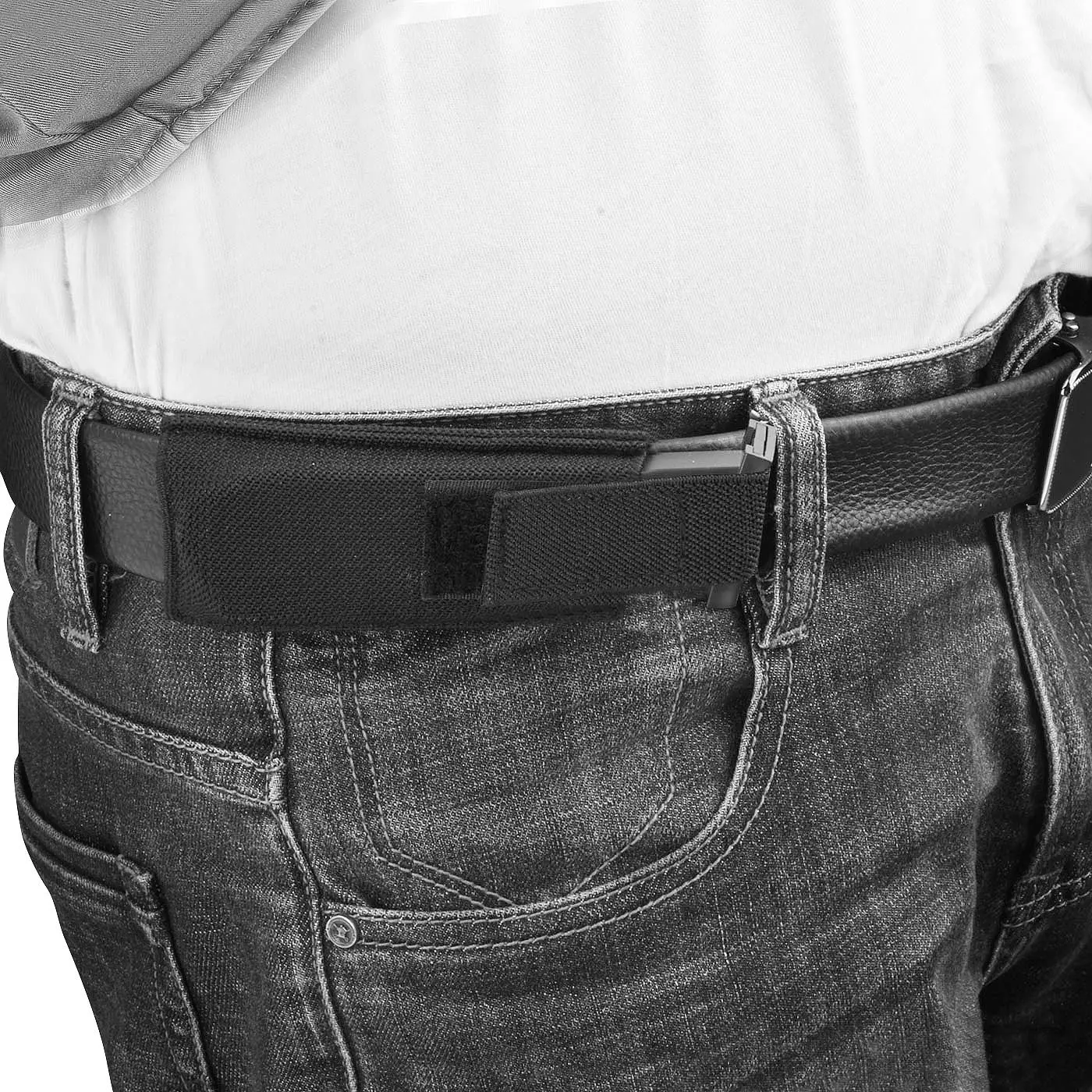 Horizontal 9mm Magazine Pouch Concealed Carrier Mag Holder Extra Single Pistol Magazine Carrier with Safety Hook and Loop