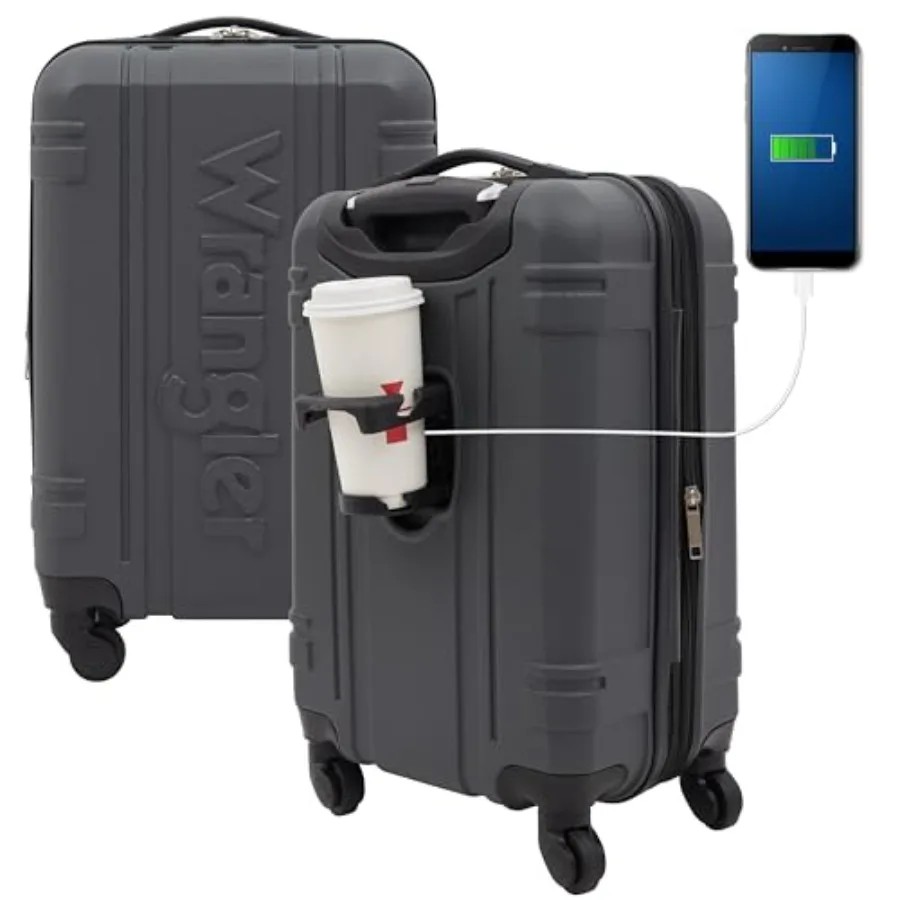 

Чемодан Wrangler Astral Hardside Dark Shadow 22 дюйма для путешествий, из прочного поликарбоната, с плавным ходом колес