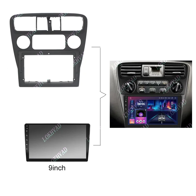 Car Android Radio Frame For Honda Accord CG 6 1997-2003 9 inch 2DIN Fascia Stereo Panel 16PIN Harness Wire Power Cable