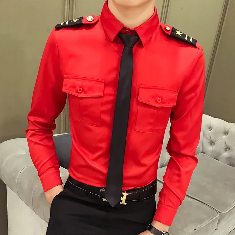 Captain Navy Costume Air Force White Shirt Male Nightclub Aviation Airline Pilot Flight Attendant Uniform for Officer Cosplay