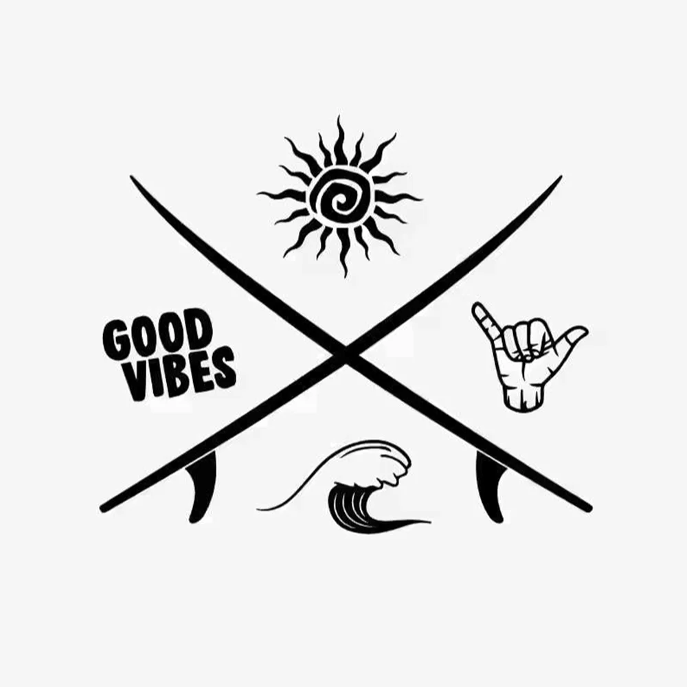 Beach Waves Vinyl Car Stickers Waterproof for SUV Truck Auto Bumper - Coastal Adventure DIY Decor Accessories