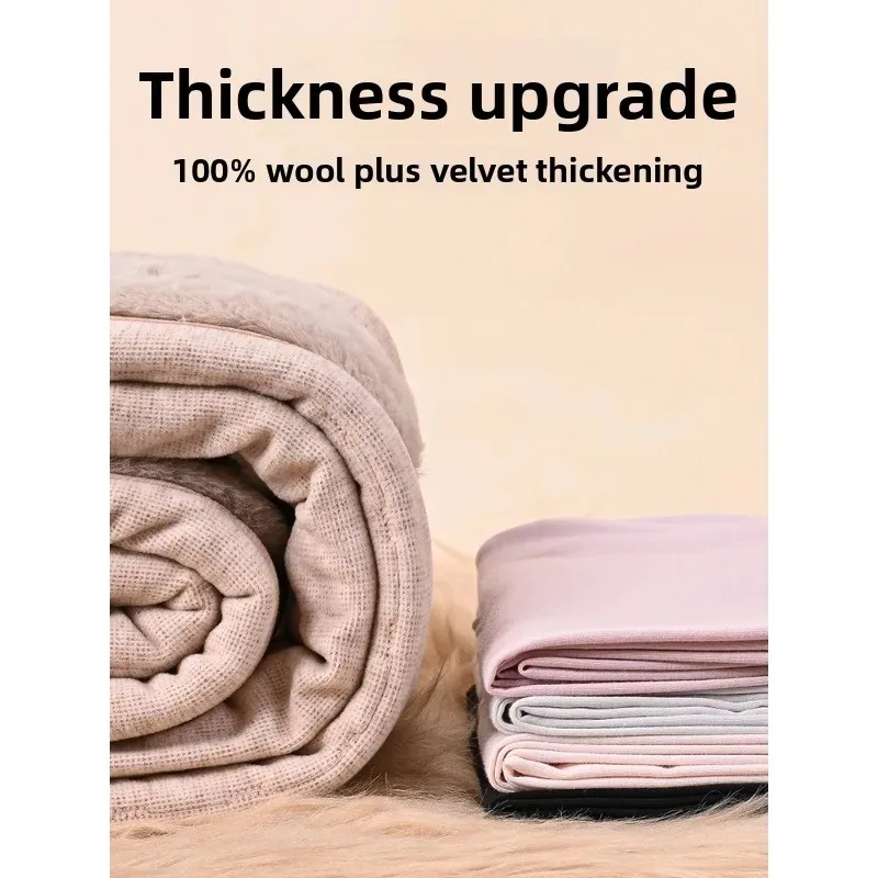 الشتاء السراويل الحرارية كبار النساء صوف مبطن سميكة الدافئة عالية الخصر البطن التحكم طماق الطقس البارد حماية الحرارة زائد #4