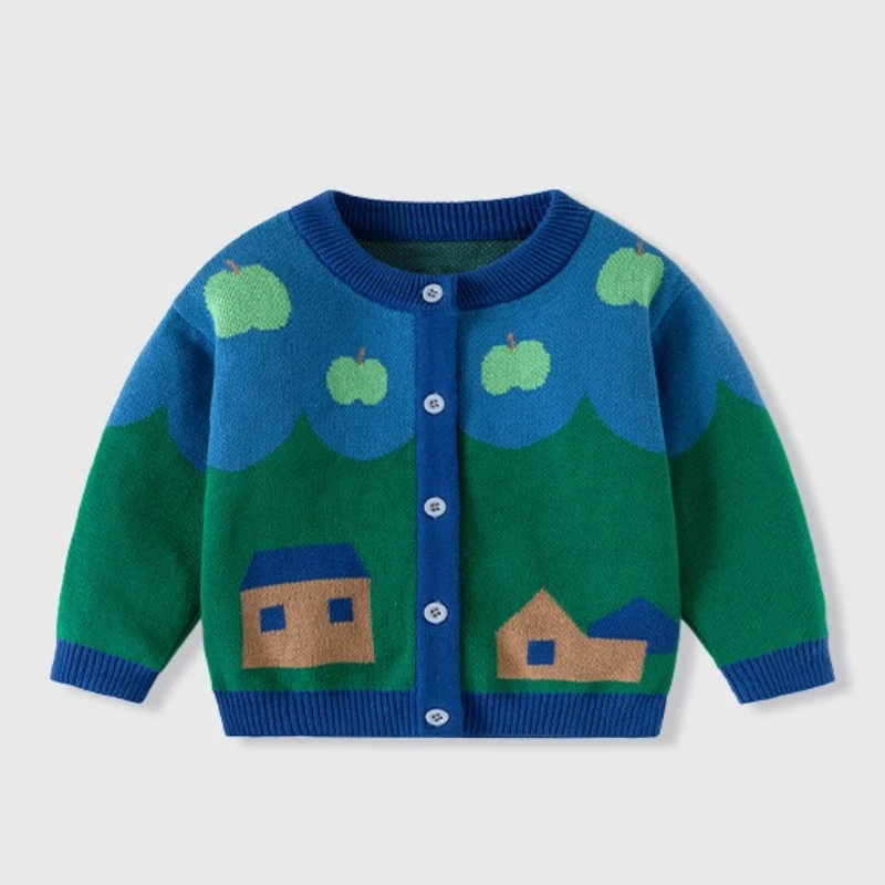 Knitted Pure Cotton Sweater for Boys and Girls, 2026 Autumn and Winter Baby Jacket, Baby Sweater Cardigan