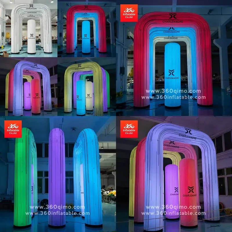 2026 360 Inflatable Attractive RGB LED Light up Arch Advertising Christmas Inflatable Start Arches for Advertising