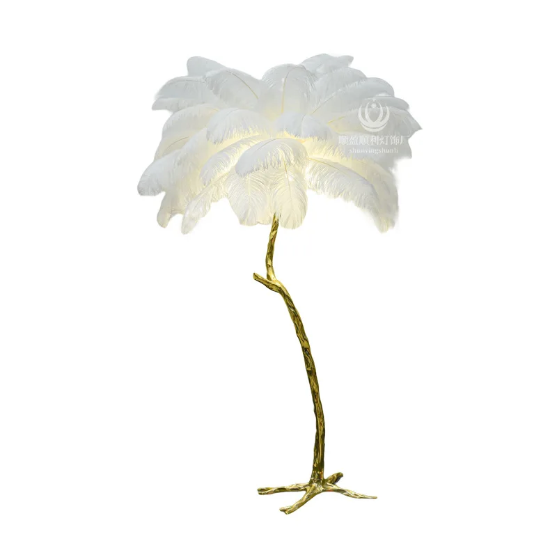1.8 meters copper European feather floor lamp living room lamp dining room bedroom feather lamp