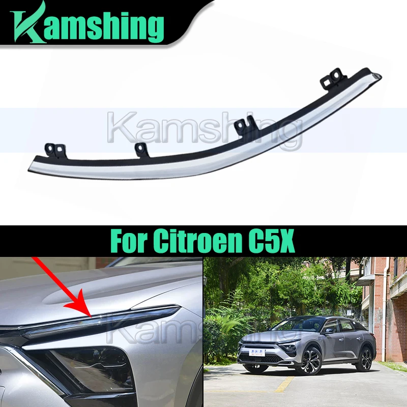 Car Daytime Running Light Trim Strip For Citroen C5X Front Bumper DRL Day Light Bright Strip