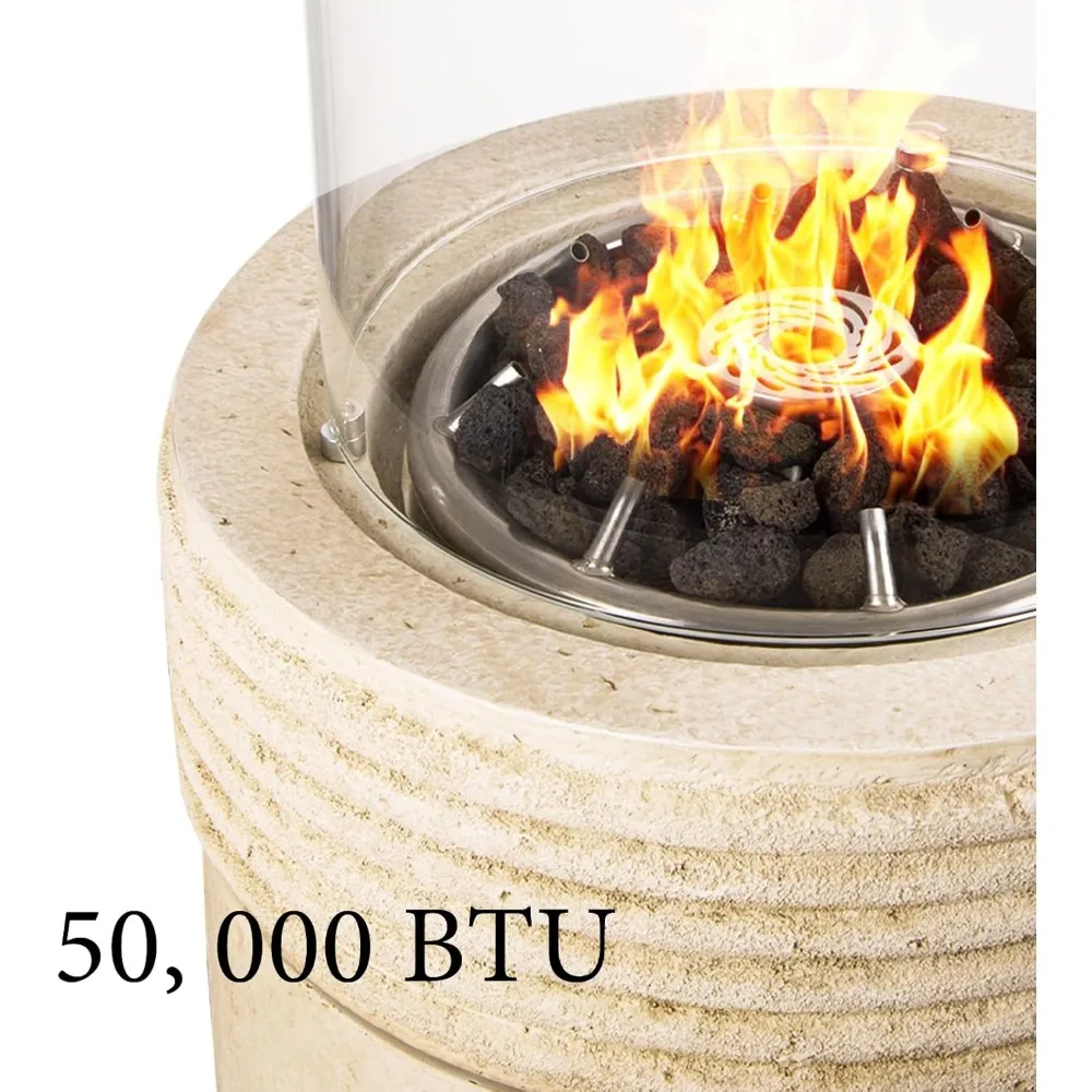 Foyer de propano para exteriores de 16 pulgadas con 50.000 BTU y rocas de lava para uso en patio