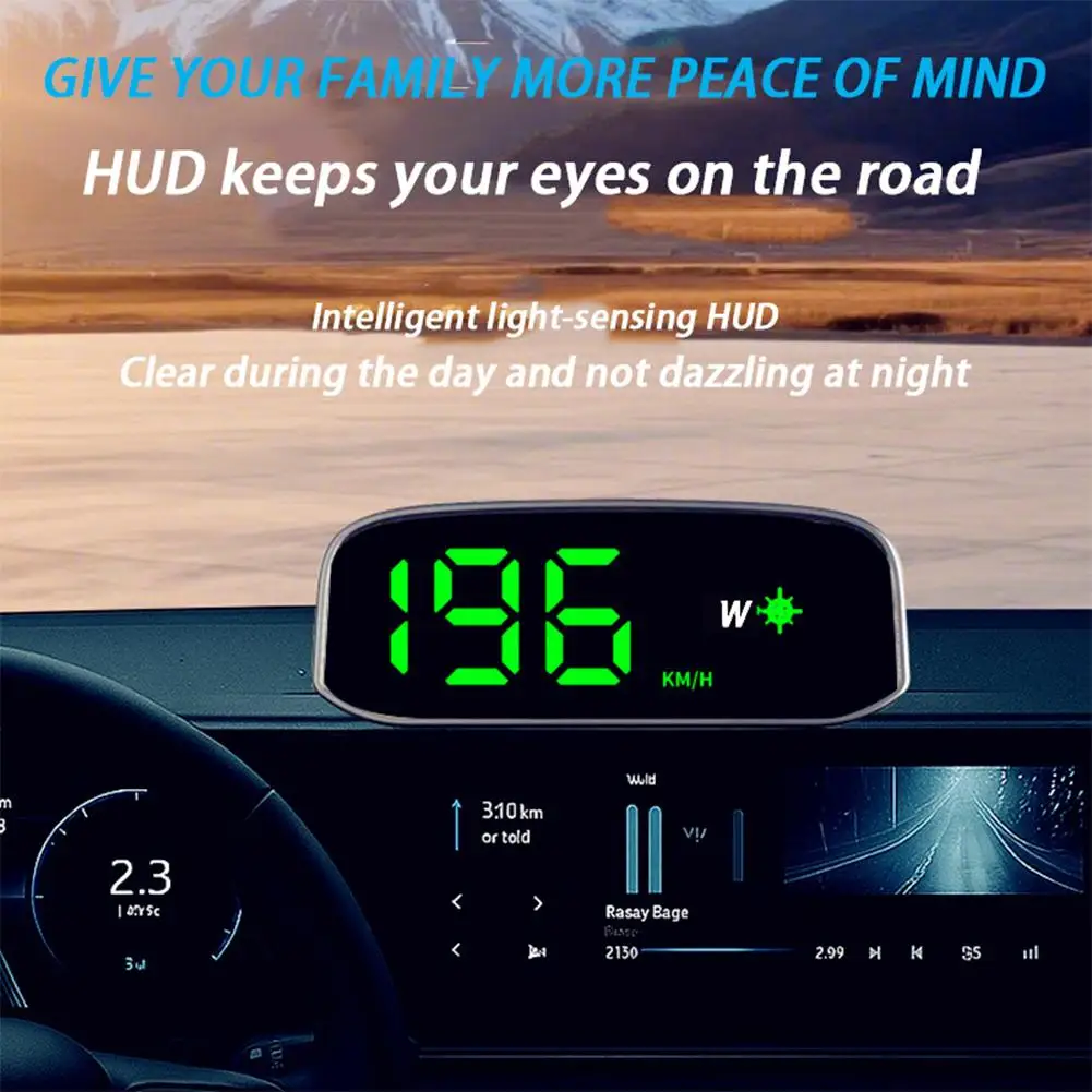 Car Speedometer KMH Solar Head up Display Gps Digital Intelligent Light Sensing HUD Speed HUD Display Digital for Car Suv Truck
