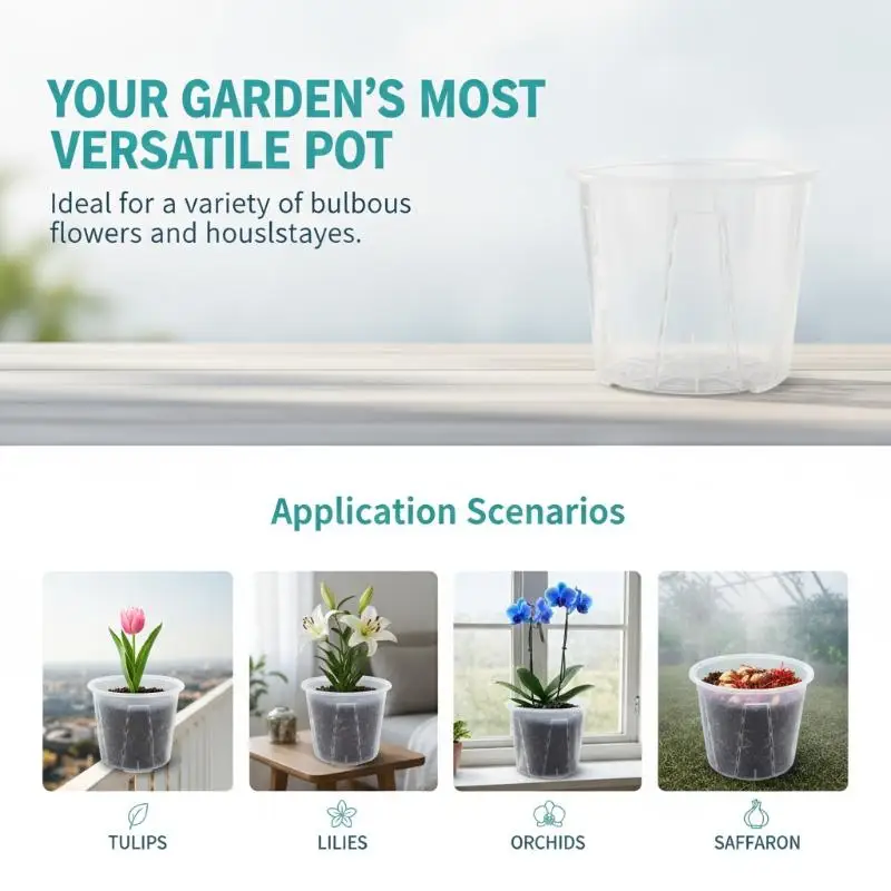 Lightweight Durable Transparent Plastic Root Control Flower Pot Breathable Orchid Planter for Phalaenopsis Daily Home Use