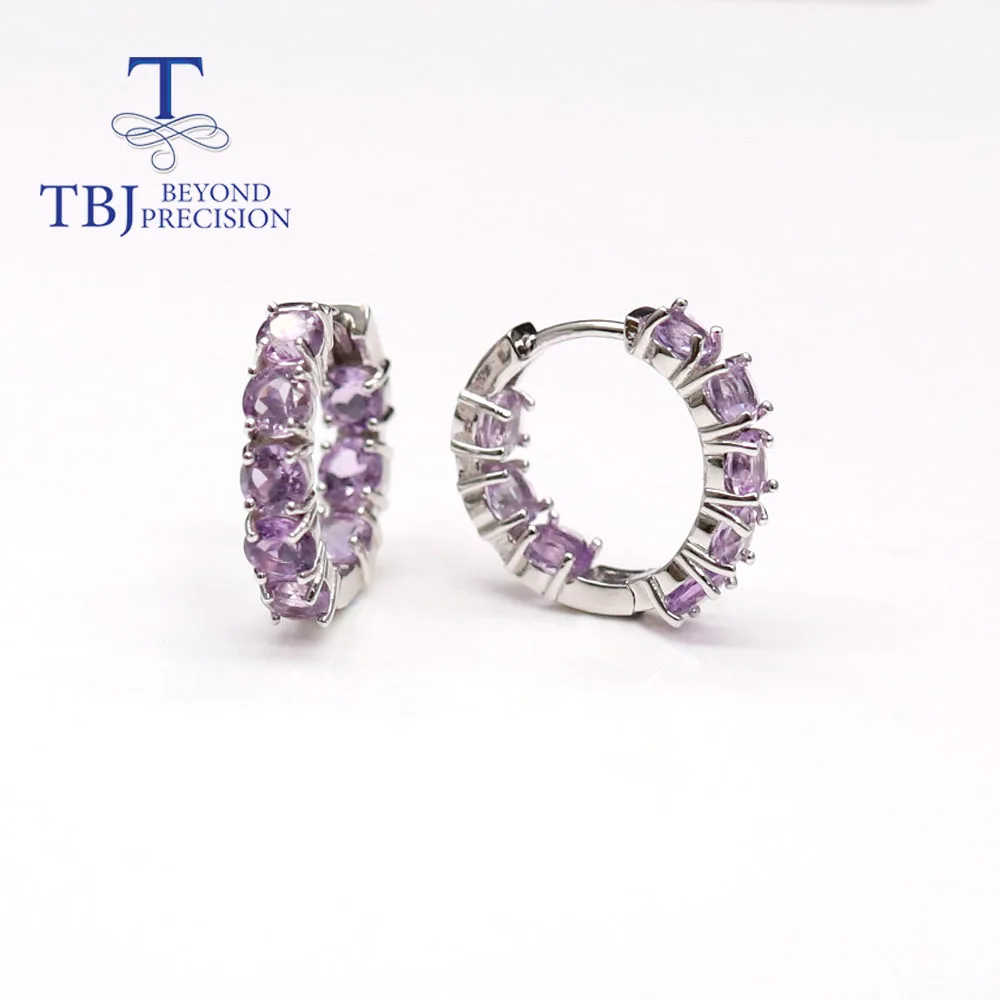 Natural Brazil amethyst round 4.0mm earrings 925 sterling silver fashion design women fine jewelry