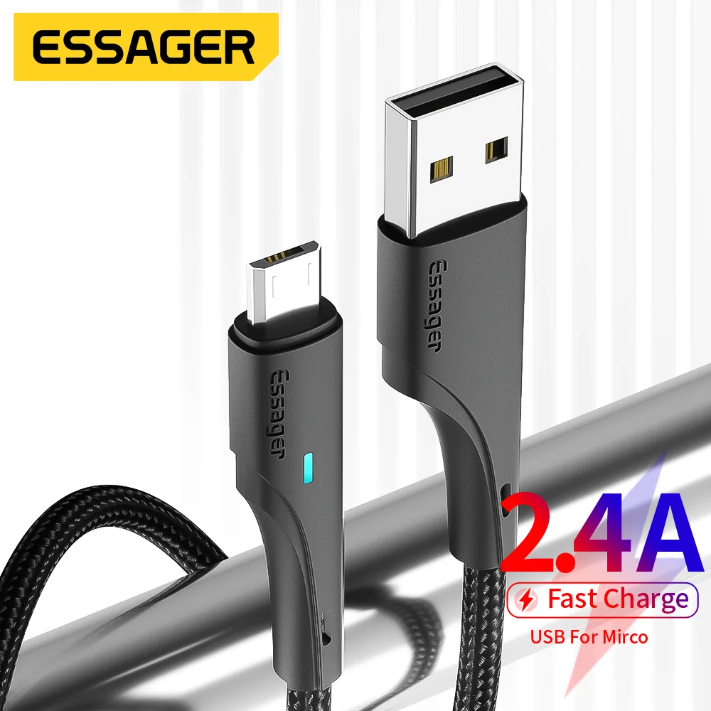 Essager Kabel Micro USB do szybkiej ładowarki Kabel do transmisji danych do Xiaomi Realme Redmi Note Oneplus Huawei Przewód do ładowania telefonu