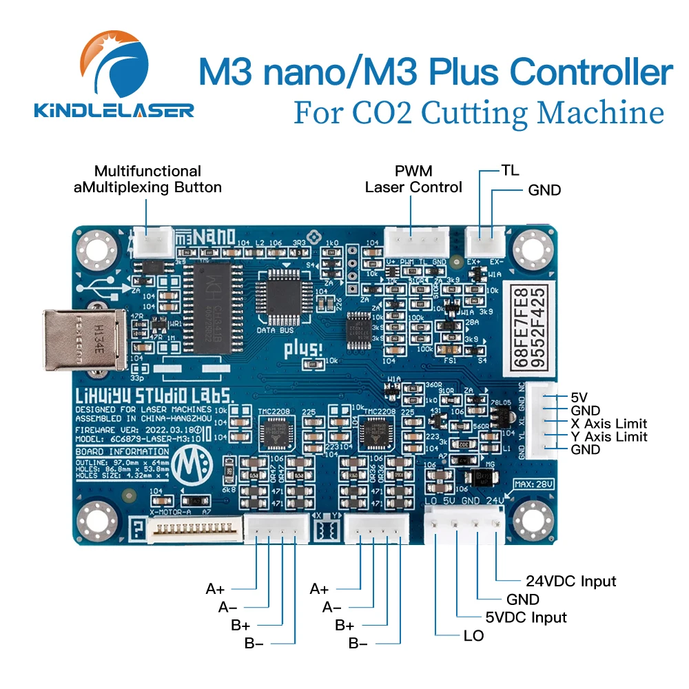 Kindlelaser LIHUIYU M3 PLUS Nano Laser Controller Sistema principale della scheda madre con cavi Macchina da taglio per incisore Co2 K40 3020 4030