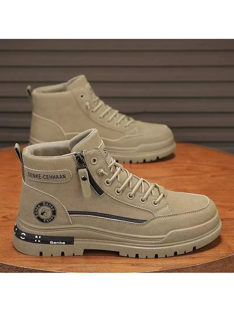 

Мужские высокие рабочие ботинки с защитой от скольжения, износостойкие, для восхождений в горы и работы на стройплощадках, осенние