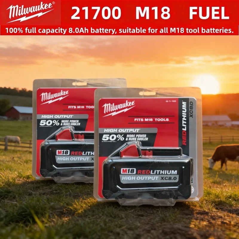

100% Original Milwaukee M18 XC 18V 8.0Ah, For Milwaukee Tool Rechargeable Battery 18V 48-11-2830 0730-20 21700 cell M18 Battery