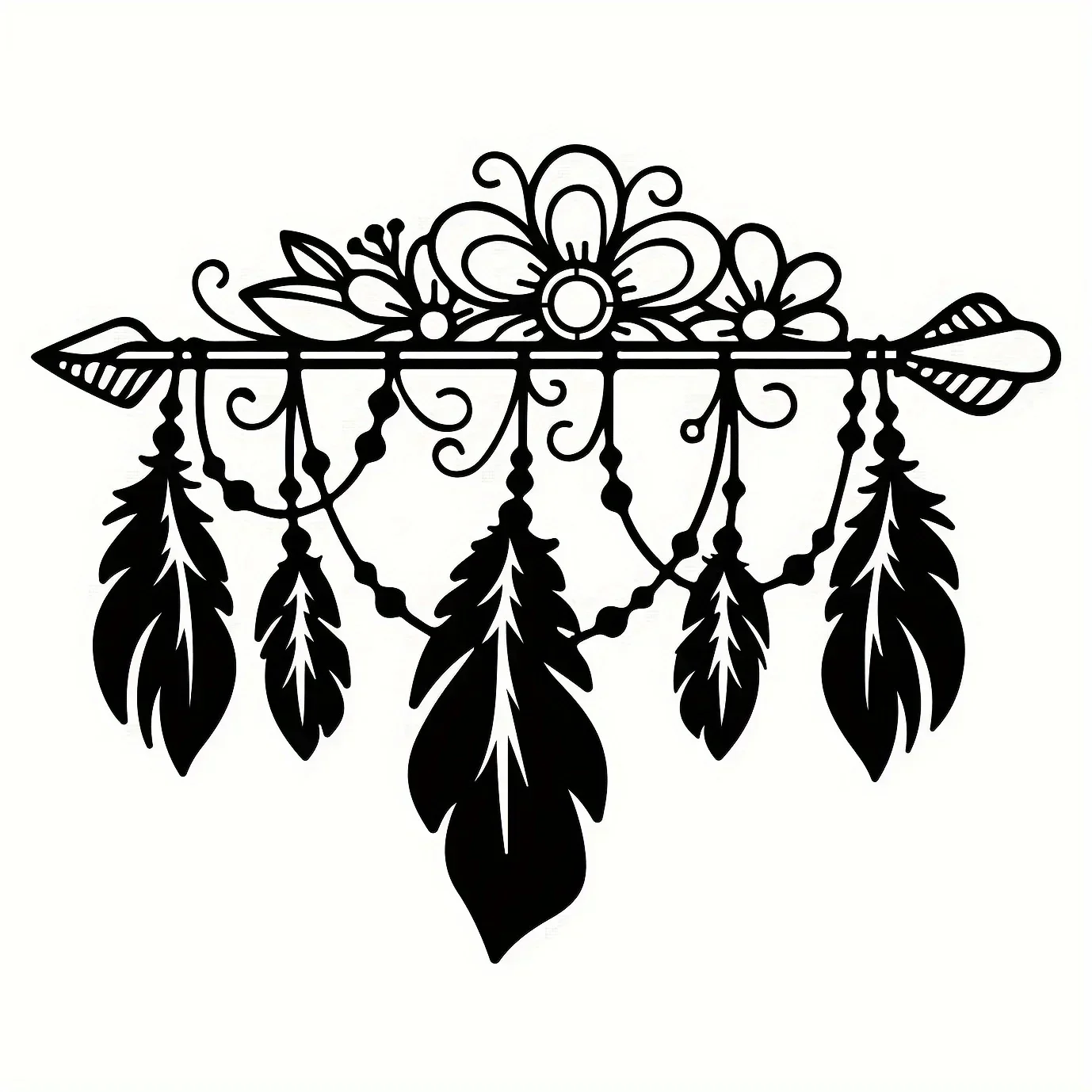 Boho Feather Tassel Home Metal Wall Art Home Decor Living Room Bedroom Kitchen Bathroom Office Decor Sticker Mural Room Decor