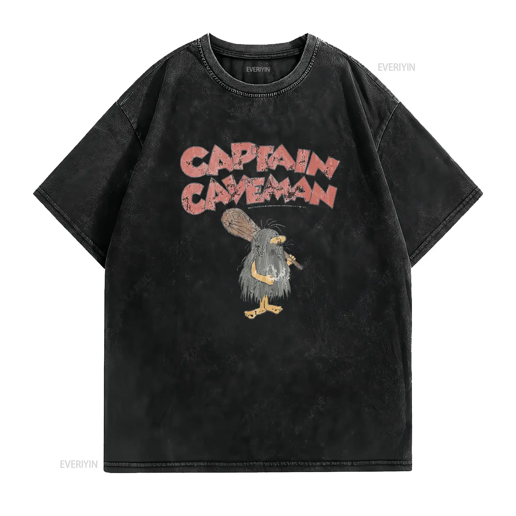 Wacky Races Captain Caveman T Shirt to 5X vintage Washed Casual Slightly streetwear graphic designer clothes Soft Unisex