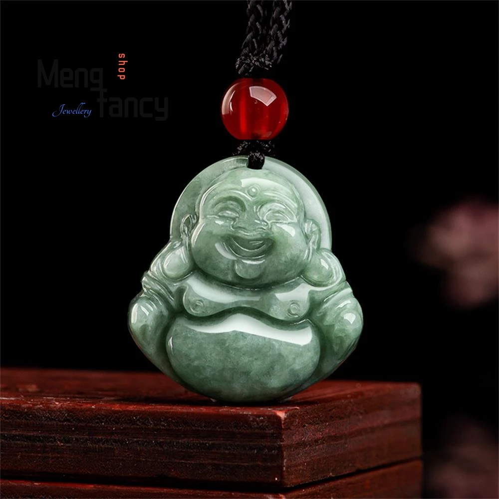 

Natural A-goods Jadeite Bean Seed Maitreya Buddha Jade Pendant Exquisite Engraver Buddhist Amulets Best Selling Fashion Jewelry