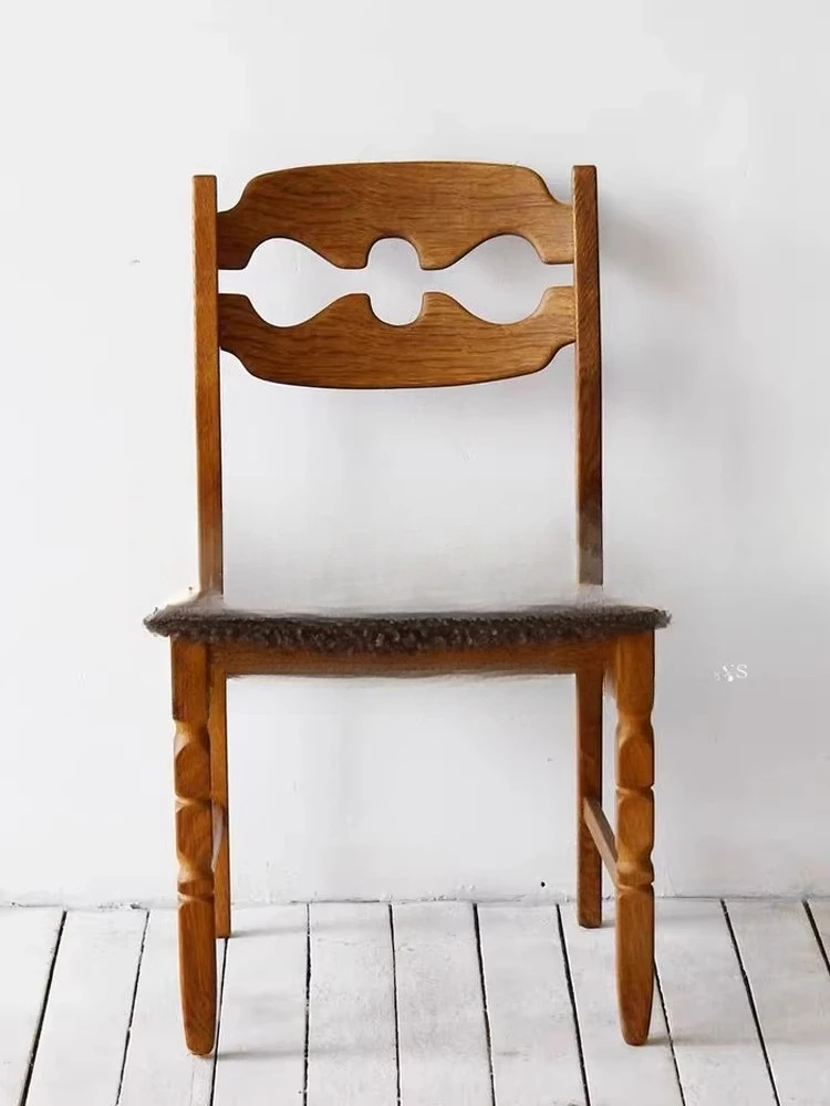 

Medieval original solid wood dining chair designer art carved dining chair