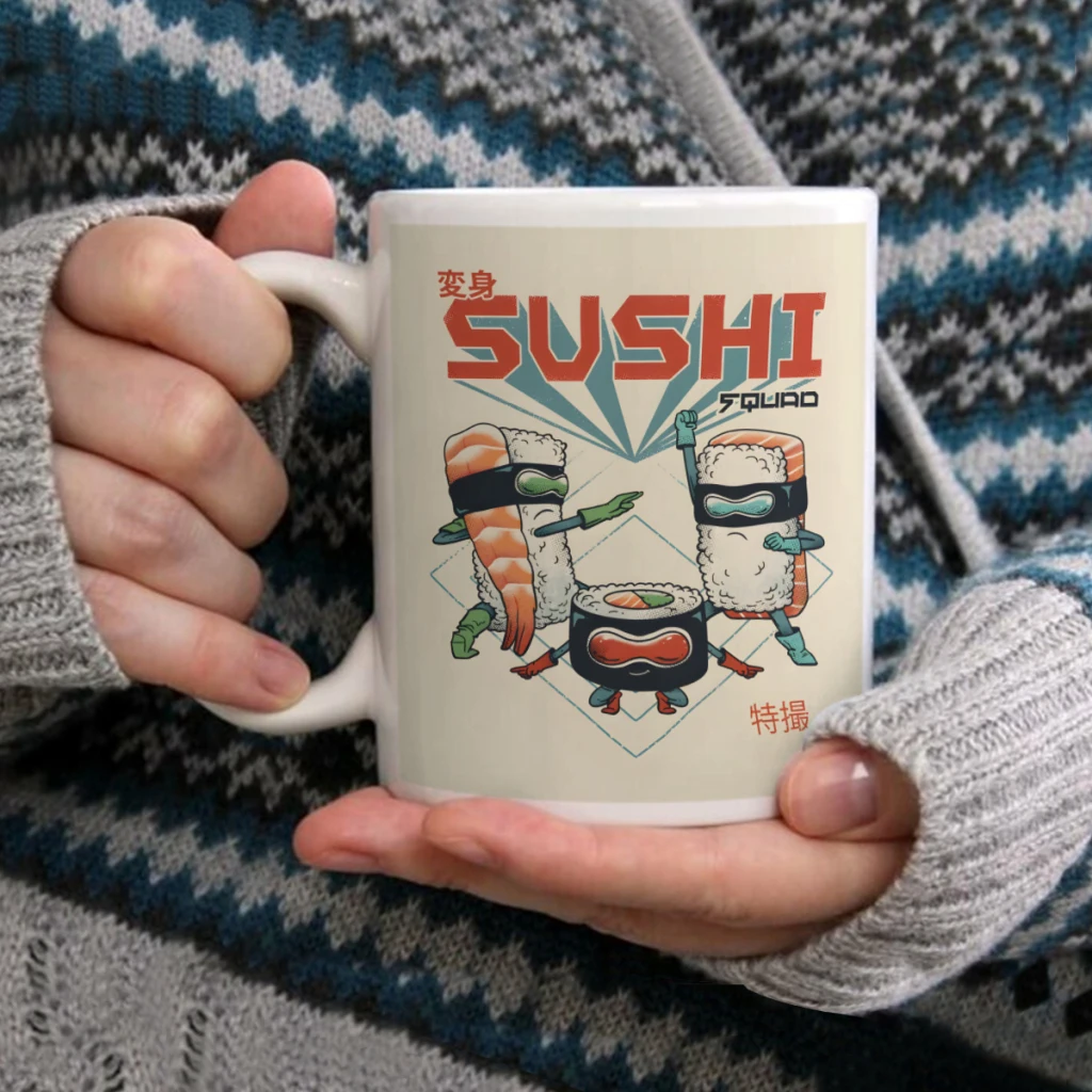 

Sushi SquadCoffee Mug Tea Cup 11oz Coffee Cup Funny Birthday Ceramic Mug Personalized Cup