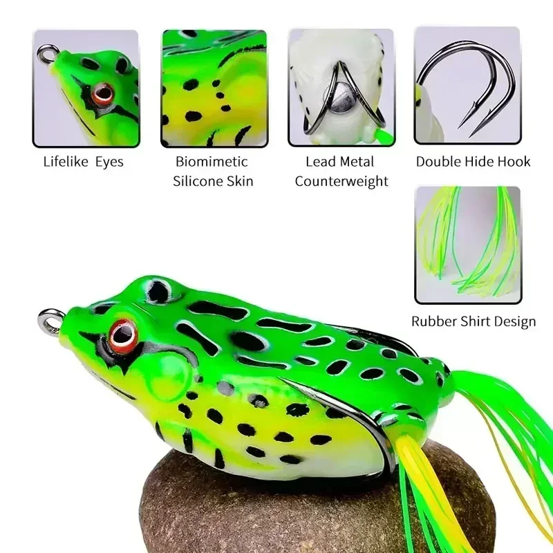 5 pz Topwater Thunder Rana Richiamo Bass Trota Esche Da Pesca Kit Set Artificiale Esca Morbida Swimbait Galleggiante per Acqua Dolce Acqua Salata