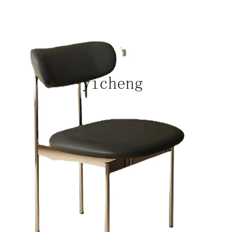 

Zk Leather Dining Chair Simple Soft Bag Backrest Small Apartment Stainless Steel Mid-Ancient Dining Chair