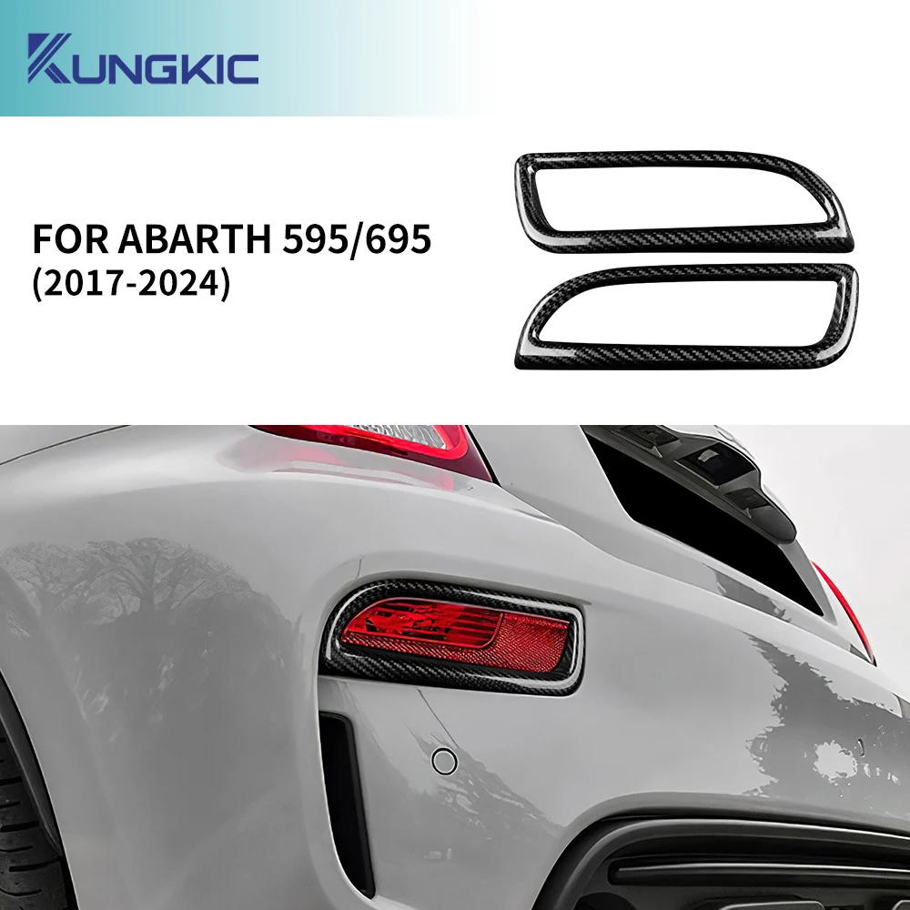 

Real Hard Carbon Fiber Sticker For Abarth 595 695 2017 2018 2019 2020 2021 2022 2023 2024 Rear Rear Fog Light Frame 1Pair