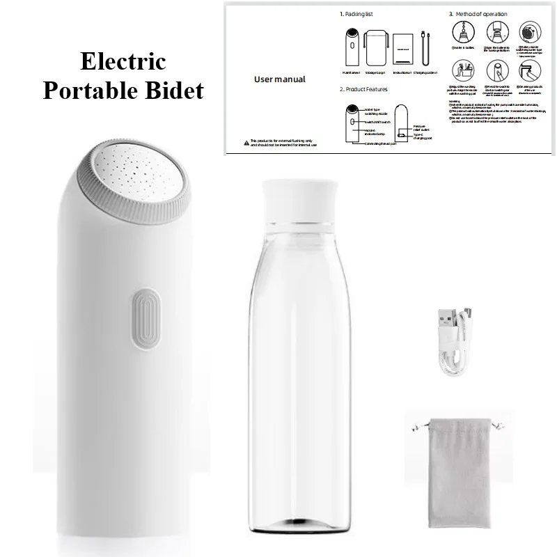 Electric Portable Travel Bidet Rechargeable Personal Bidet Sprayer Handheld Butt Shower for Women Men Hygiene Cleaning, Postp