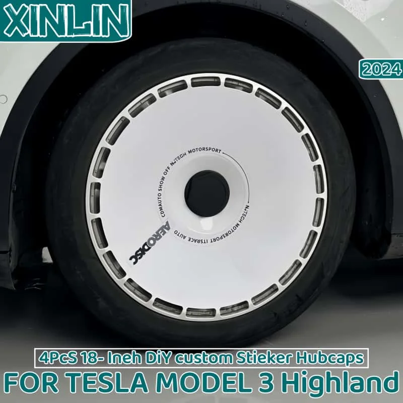 

4PCS HubCap 18 Inch Performance Replacement Wheel Cap Automobile Full Rim Cover Accessories for Tesla Model 3 Highland 2024