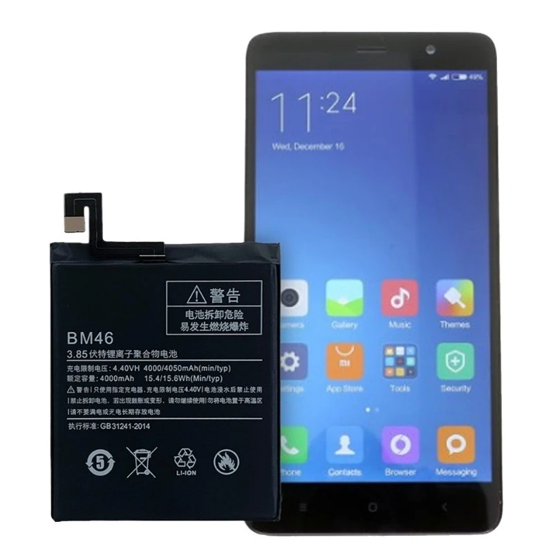新品高品質 BM46 3.85V 4050mAh 交換用携帯電話バッテリー Xiaomi Redmi Note 3 Note 3Pro 3 Pro用
