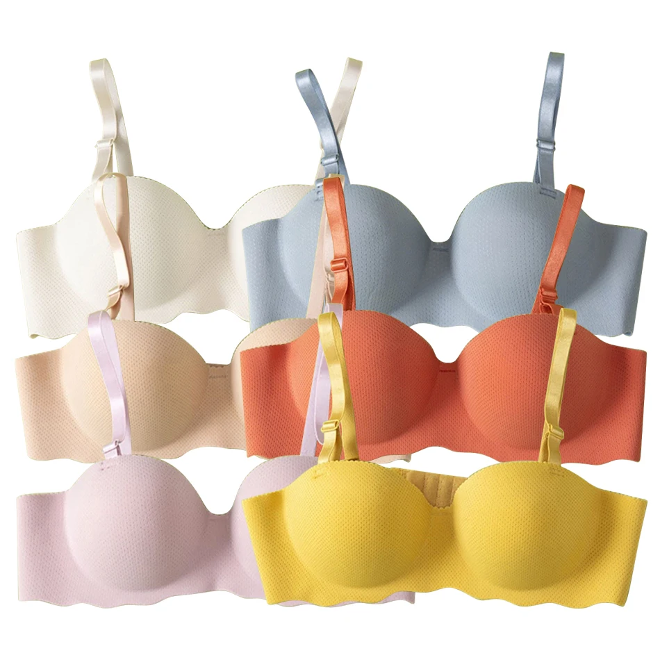 Comfortable Seamless Girls Solid Color Bra Breathable Padded Small Bust Enhancement Underwears Girls Daily Wear Training Bras