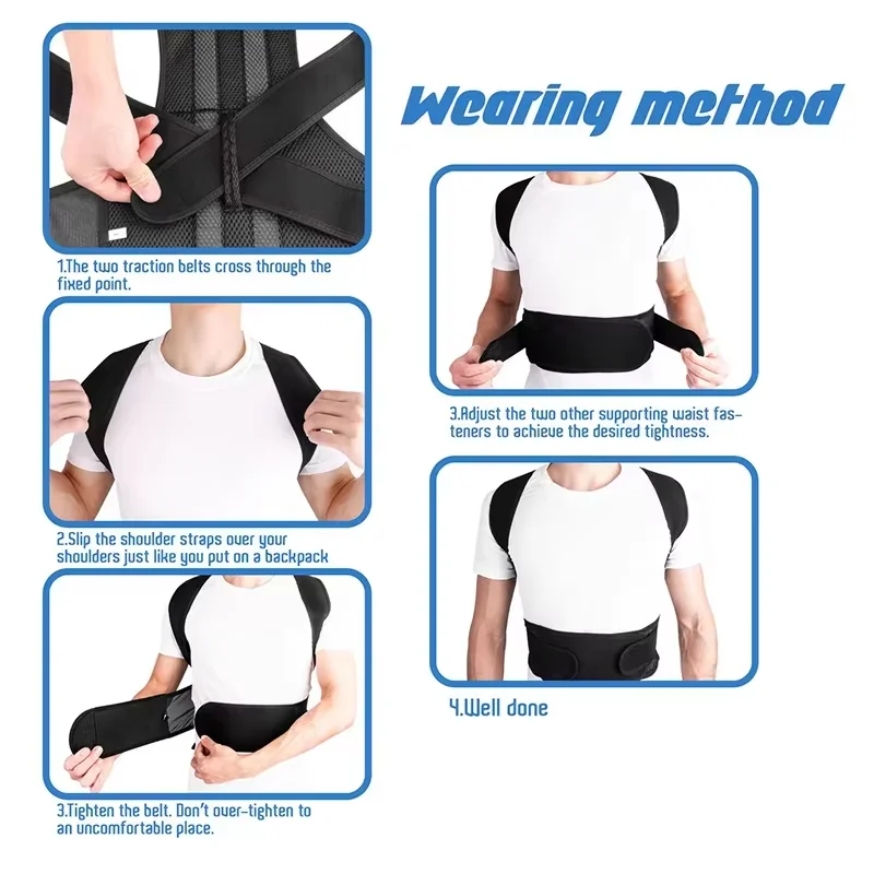 Posture Corrector Back Posture Brace Clavicle Support Hunching Adjustable Back Trainer Unisex Correction Belt - view 3