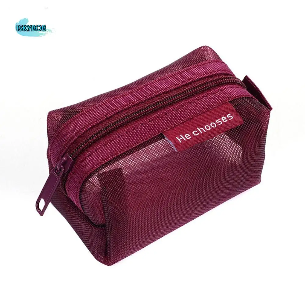 

Retro Color Mesh Makeup Bag Zipper Large Capacity Transparent Cosmetic Bag Organizer Case Storage Bag Toiletry Storage Bag Girls
