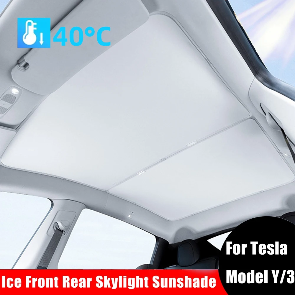 

Sunshades For Tesla Model 3/Y Model 3 Highland Model Y Juniper 2025 Ice Cloth Buckle Glass Roof Car Front Rear Sunroof Skylight