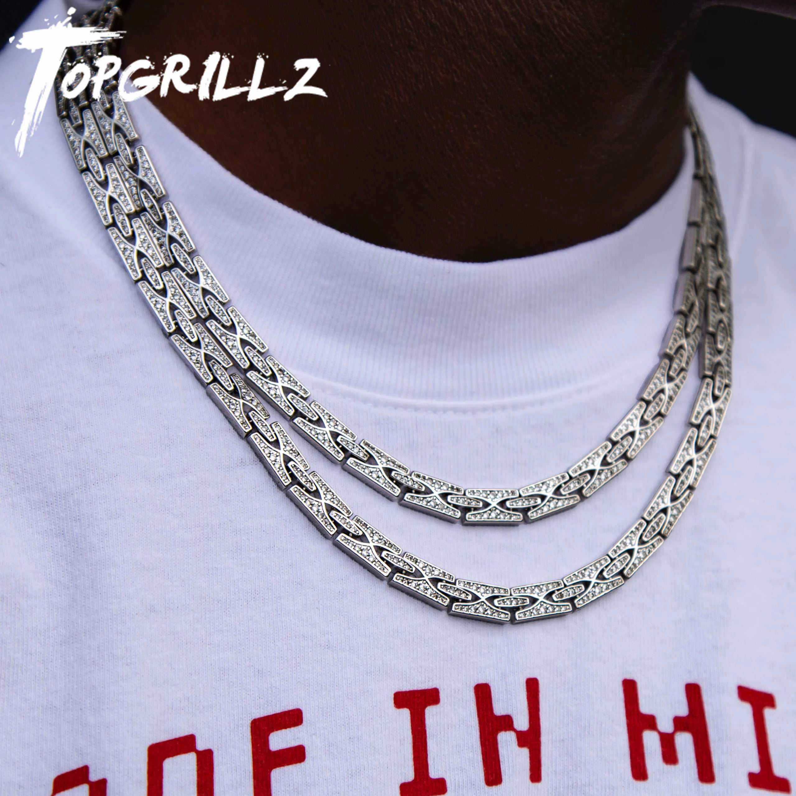 

TOPGRILLZ 10 мм ожерелье/браслет в стиле панк с тяжелой цепочкой Iced Out микро проложить кубический цирконий звено хип-хоп ювелирные изделия для мужчин