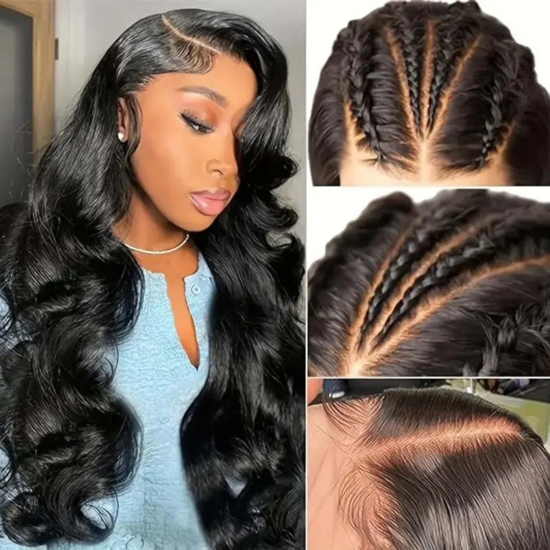 150% Natural Black 13x6 Lace Frontal 5x5 Glueless Body Wave Pre-Plucked Front Water Wave 36 Inches For Women Human Hair Wig