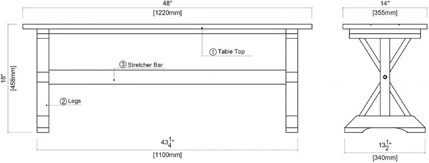مقعد غرفة الطعام بدون ظهر من جيمستاون، أبيض عتيق #3