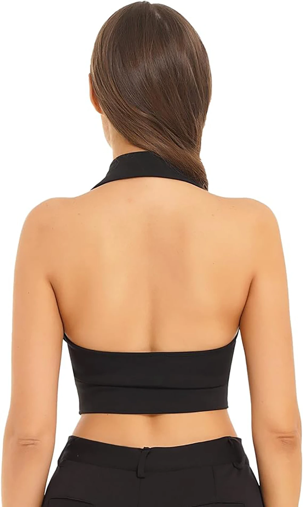Sexy Women Clothing Open Back Vests for Women Sleeveless Jacket Waistcoat V-Neck Single Breasted Summer Halter Coats Jackets