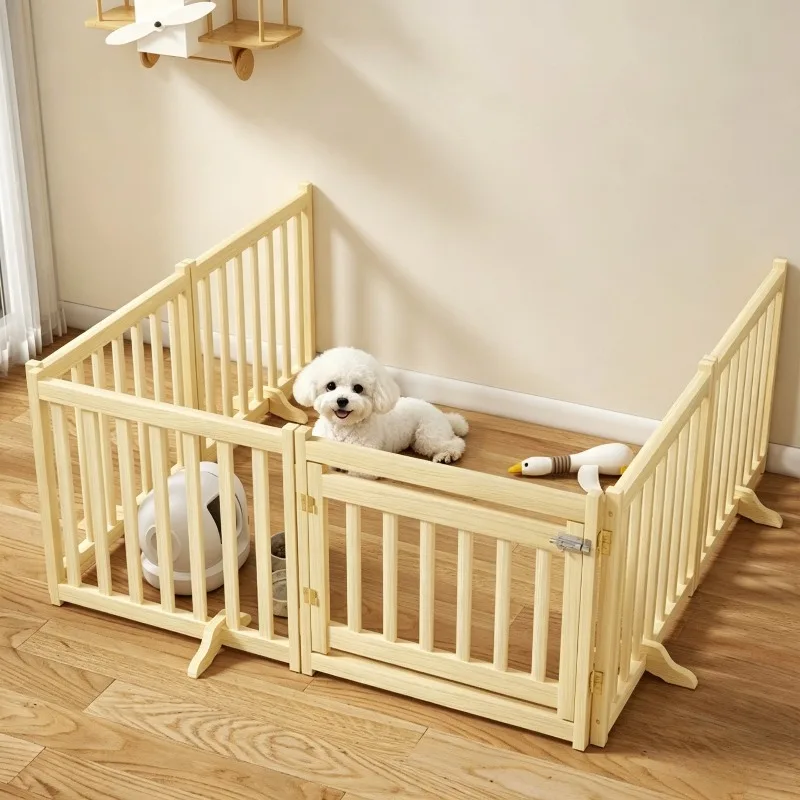 Solid Wood Dog Fences Foldable Indoor Safety Pet Barrier Small Medium-Sized Splicing Isolation Dog Fence Kennel Stuff Supplies
