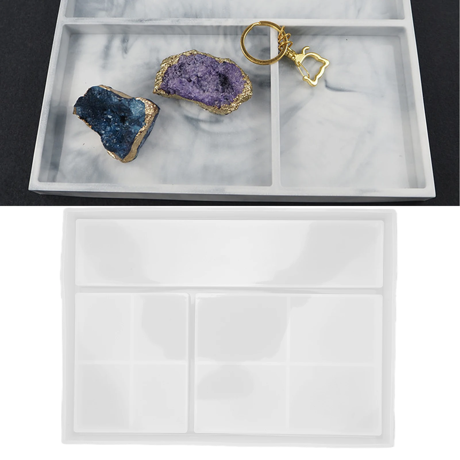 ZK40 DIY 크리스탈 에폭시 트레이 금형 재사용 가능 쉽게 Demold 멀티 그리드 보석 상자 금형