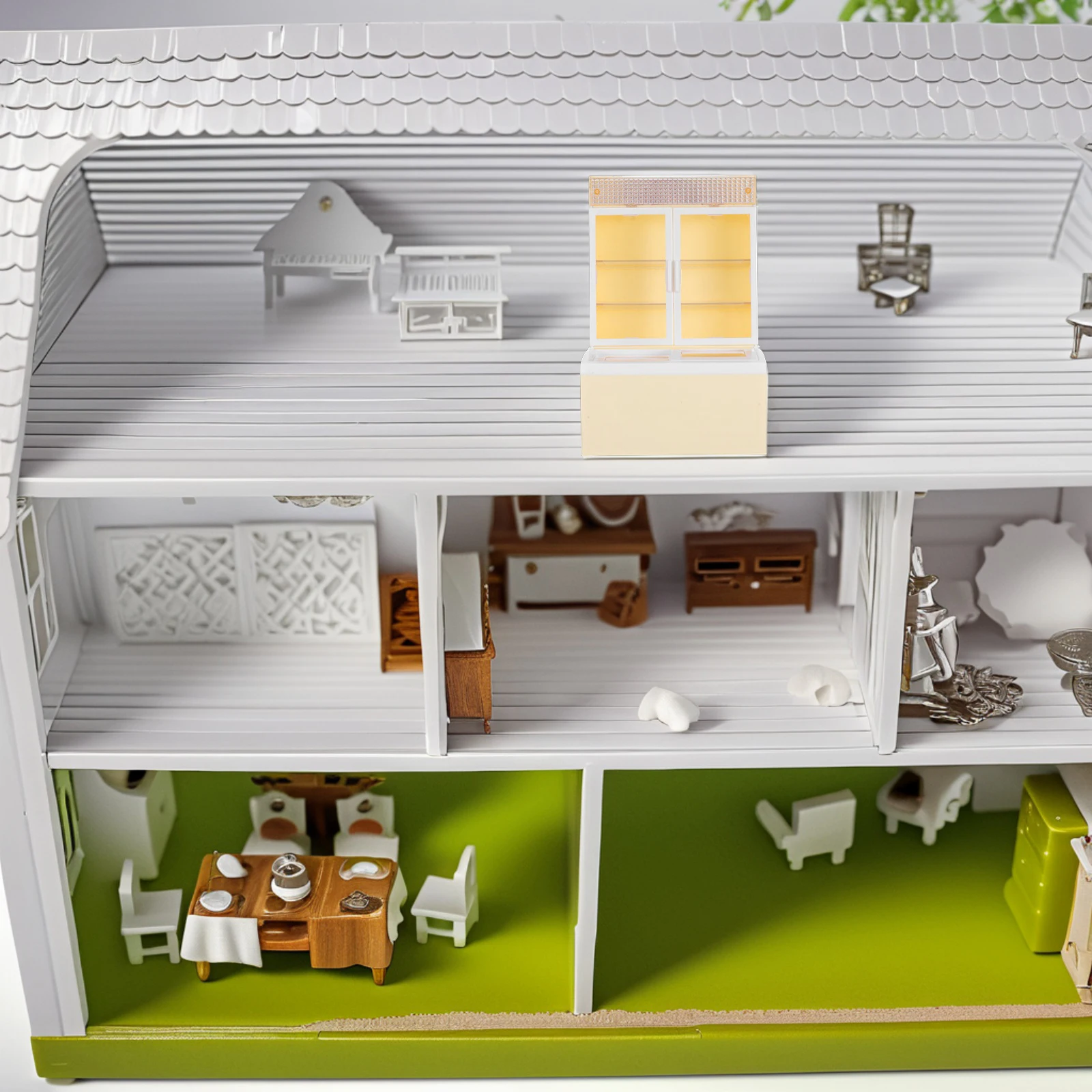 

Simulation Ice Cream Cabinet Dollhouse Pretend Fridge Kitchen Toys Display Model Plastic Freezer