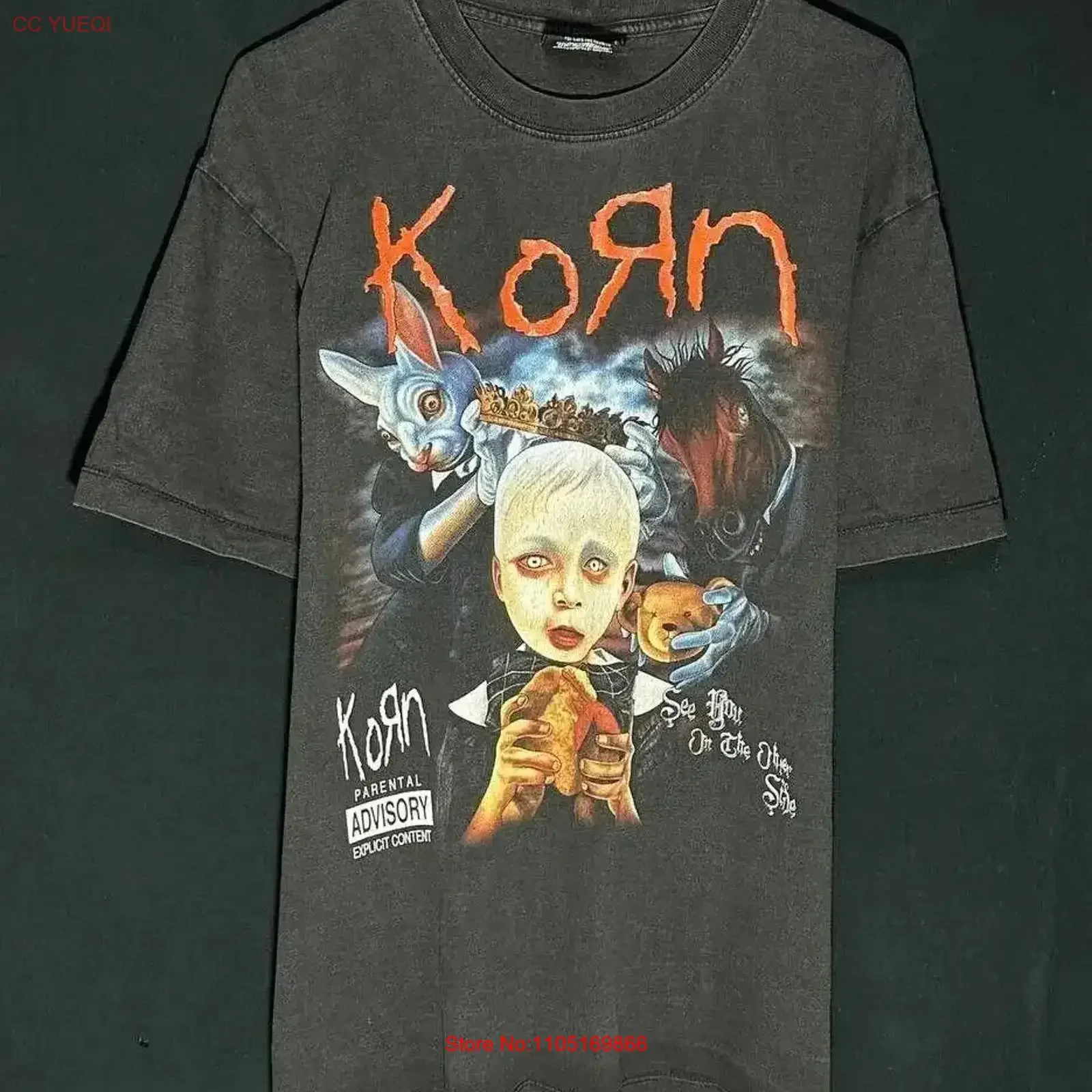 Vintage Korn Rock Band T Shirt See You On The Other Side Rare Black Washed Slightly Stylish Breathable Casual homme vintage
